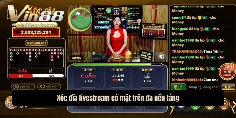 Xóc đĩa livestream có mặt trên đa nền tảng Xóc đĩa livestream có mặt trên đa nền tảng